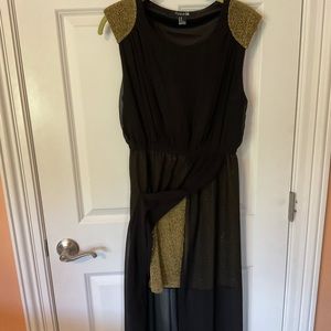 Black and Gold Midi Dress